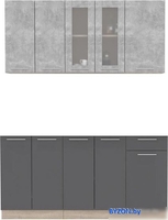 Готовая кухня Интерлиния Мила 16-60 без столешницы (бетон/антрацит) - фото