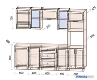 Готовая кухня Интерлиния Тренд 2.5В (мята/мята/дуб бунратти) - фото2