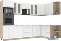 Готовая кухня Интерлиния Мила 1.68x3.0 правая без столешницы (белый платинум) - фото