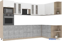 Готовая кухня Интерлиния Мила 1.68x3.0 правая без столешницы (белый платинум/бетон) - фото