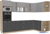 Готовая кухня Интерлиния Мила 1.68x3.0 правая без столешницы (серебристый/антрацит) - фото