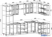 Готовая кухня Интерлиния Мила 1.68x3.0 правая без столешницы (серебристый/дуб золотой) - фото2