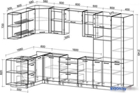 Готовая кухня Интерлиния Мила 1.68x3.2 левая без столешницы (белый платинум/дуб серый) - фото2