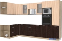 Готовая кухня Интерлиния Мила 1.68x3.2 левая без столешницы (дуб молочный/дуб венге) - фото