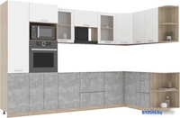Готовая кухня Интерлиния Мила 1.68x3.2 правая без столешницы (белый платинум/бетон) - фото