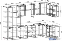 Готовая кухня Интерлиния Мила 1.68x3.2 правая без столешницы (белый платинум/дуб золотой) - фото2