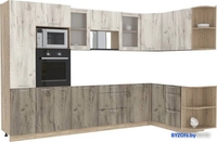 Готовая кухня Интерлиния Мила 1.68x3.2 правая без столешницы (дуб белый/дуб серый) - фото
