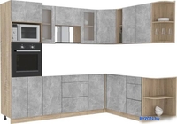 Готовая кухня Интерлиния Мила 1.88x2.6 правая без столешницы (бетон/бетон) - фото