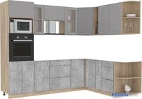 Готовая кухня Интерлиния Мила 1.88x2.6 правая без столешницы (серебристый/бетон) - фото