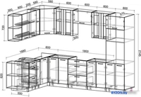 Готовая кухня Интерлиния Мила 1.88x3.0 левая без столешницы (вудлайн кремовый/бетон) - фото2