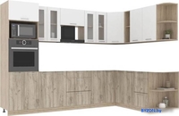 Готовая кухня Интерлиния Мила 1.88x3.0 правая без столешницы (белый платинум/дуб серый) - фото