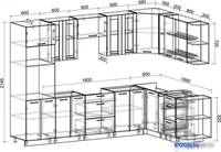 Готовая кухня Интерлиния Мила 1.88x3.0 правая без столешницы (дуб белый/дуб серый) - фото2