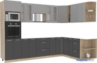 Готовая кухня Интерлиния Мила 1.88x3.0 правая без столешницы (серебристый/антрацит) - фото