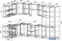 Готовая кухня Интерлиния Мила 1.88x3.2 левая без столешницы (серебристый/бетон) - фото2