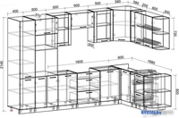 Готовая кухня Интерлиния Мила 1.88x3.2 правая без столешницы (бетон/бетон) - фото2