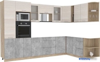 Готовая кухня Интерлиния Мила 1.88x3.2 правая без столешницы (вудлайн кремовый/бетон) - фото