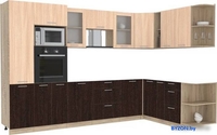 Готовая кухня Интерлиния Мила 1.88x3.2 правая без столешницы (дуб молочный/дуб венге) - фото