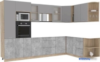 Готовая кухня Интерлиния Мила 1.88x3.2 правая без столешницы (серебристый/бетон) - фото