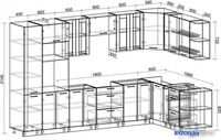 Готовая кухня Интерлиния Мила 1.88x3.4 правая без столешницы (дуб золотой/бетон) - фото2