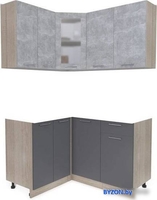 Готовая кухня Интерлиния Мила 12x14 без столешницы (бетон/антрацит) - фото