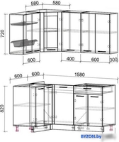Готовая кухня Интерлиния Мила 12x16 без столешницы (белый платинум/дуб серый) - фото2