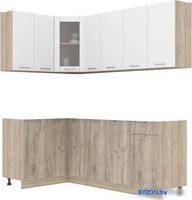 Готовая кухня Интерлиния Мила 12x21 без столешницы (белый платинум/дуб серый) - фото