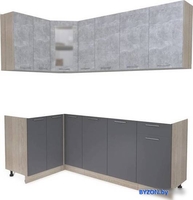 Готовая кухня Интерлиния Мила 12x21 без столешницы (бетон/антрацит) - фото