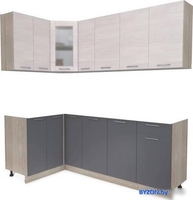 Готовая кухня Интерлиния Мила 12x21 без столешницы (вудлайн кремовый/антрацит) - фото
