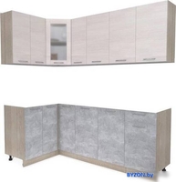 Готовая кухня Интерлиния Мила 12x21 без столешницы (вудлайн кремовый/бетон) - фото
