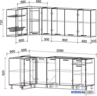 Готовая кухня Интерлиния Мила 12x21 без столешницы (дуб золотой/антрацит) - фото2
