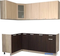 Готовая кухня Интерлиния Мила 12x21 без столешницы (дуб молочный/дуб венге) - фото