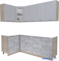 Готовая кухня Интерлиния Мила 12x21 без столешницы (серебристый/бетон) - фото