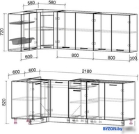Готовая кухня Интерлиния Мила 12x22 без столешницы (белый платинум/дуб золотой) - фото2