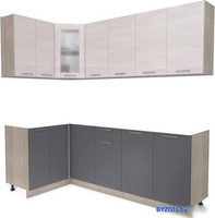 Готовая кухня Интерлиния Мила 12x22 без столешницы (вудлайн кремовый/антрацит) - фото