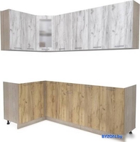 Готовая кухня Интерлиния Мила 12x22 без столешницы (дуб белый/дуб золотой) - фото