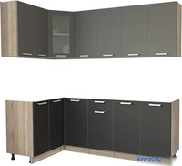 Готовая кухня Интерлиния Мила 12x22 без столешницы (серебристый/антрацит) - фото