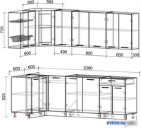 Готовая кухня Интерлиния Мила 12x24 без столешницы (белый платинум/бетон) - фото2