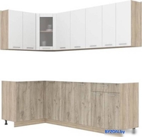 Готовая кухня Интерлиния Мила 12x24 без столешницы (белый платинум/дуб серый) - фото