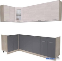 Готовая кухня Интерлиния Мила 12x24 без столешницы (вудлайн кремовый/антрацит) - фото