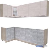 Готовая кухня Интерлиния Мила 12x24 без столешницы (вудлайн кремовый/бетон) - фото