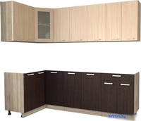 Готовая кухня Интерлиния Мила 12x24 без столешницы (дуб молочный/дуб венге) - фото