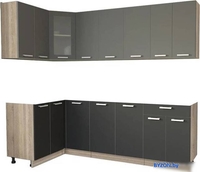 Готовая кухня Интерлиния Мила 12x24 без столешницы (серебристый/антрацит) - фото