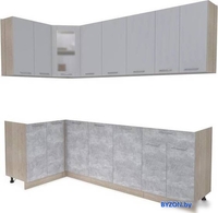 Готовая кухня Интерлиния Мила 12x24 без столешницы (серебристый/бетон) - фото