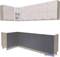 Готовая кухня Интерлиния Мила 12x25 без столешницы (вудлайн кремовый/антрацит) - фото