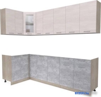 Готовая кухня Интерлиния Мила 12x25 без столешницы (вудлайн кремовый/бетон) - фото