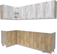 Готовая кухня Интерлиния Мила 12x25 без столешницы (дуб белый/дуб золотой) - фото