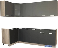 Готовая кухня Интерлиния Мила 12x25 без столешницы (серебристый/антрацит) - фото