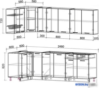 Готовая кухня Интерлиния Мила 12x25 без столешницы (серебристый/антрацит) - фото2