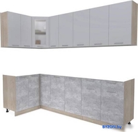 Готовая кухня Интерлиния Мила 12x25 без столешницы (серебристый/бетон) - фото