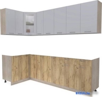 Готовая кухня Интерлиния Мила 12x25 без столешницы (серебристый/дуб золотой) - фото